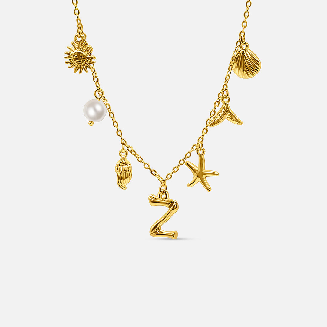 GOLD OCEAN LETTER NECKLACE ( A - Z)