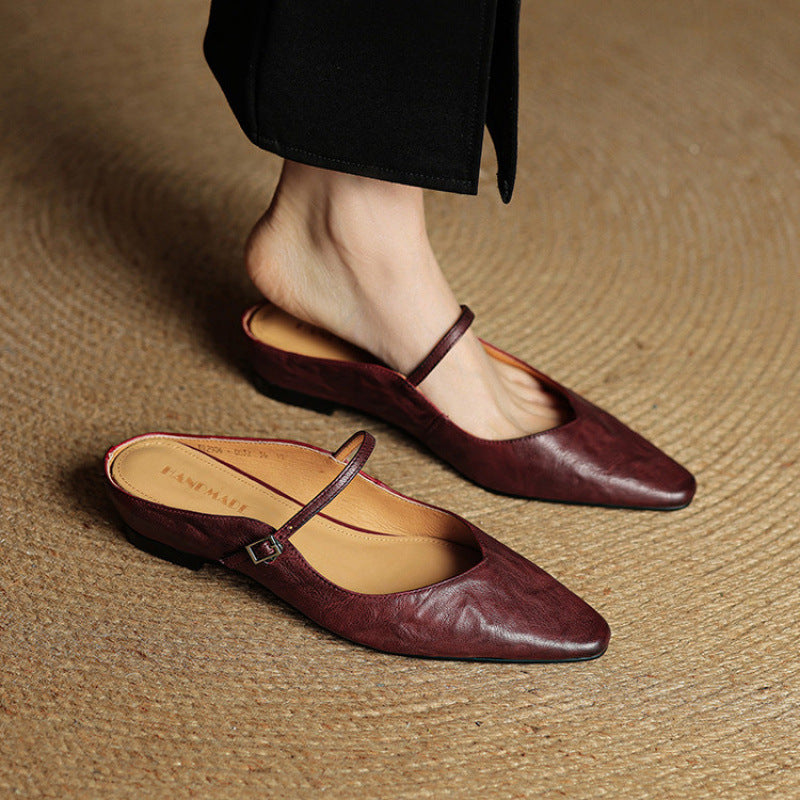 Amanda Genuine Leather Mules