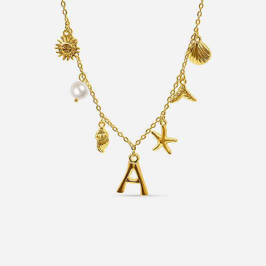 GOLD OCEAN LETTER NECKLACE ( A - Z)