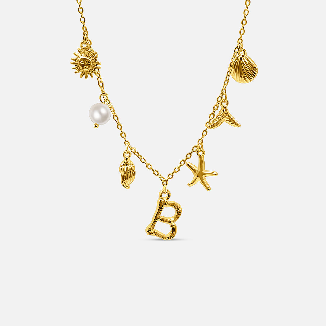 GOLD OCEAN LETTER NECKLACE ( A - Z)