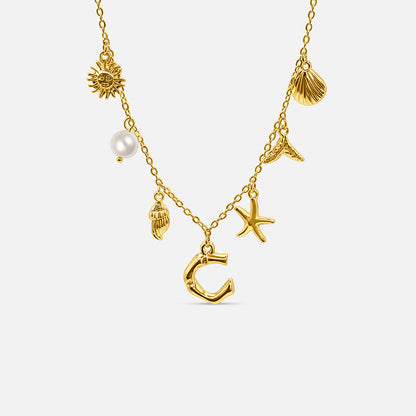 GOLD OCEAN LETTER NECKLACE ( A - Z)