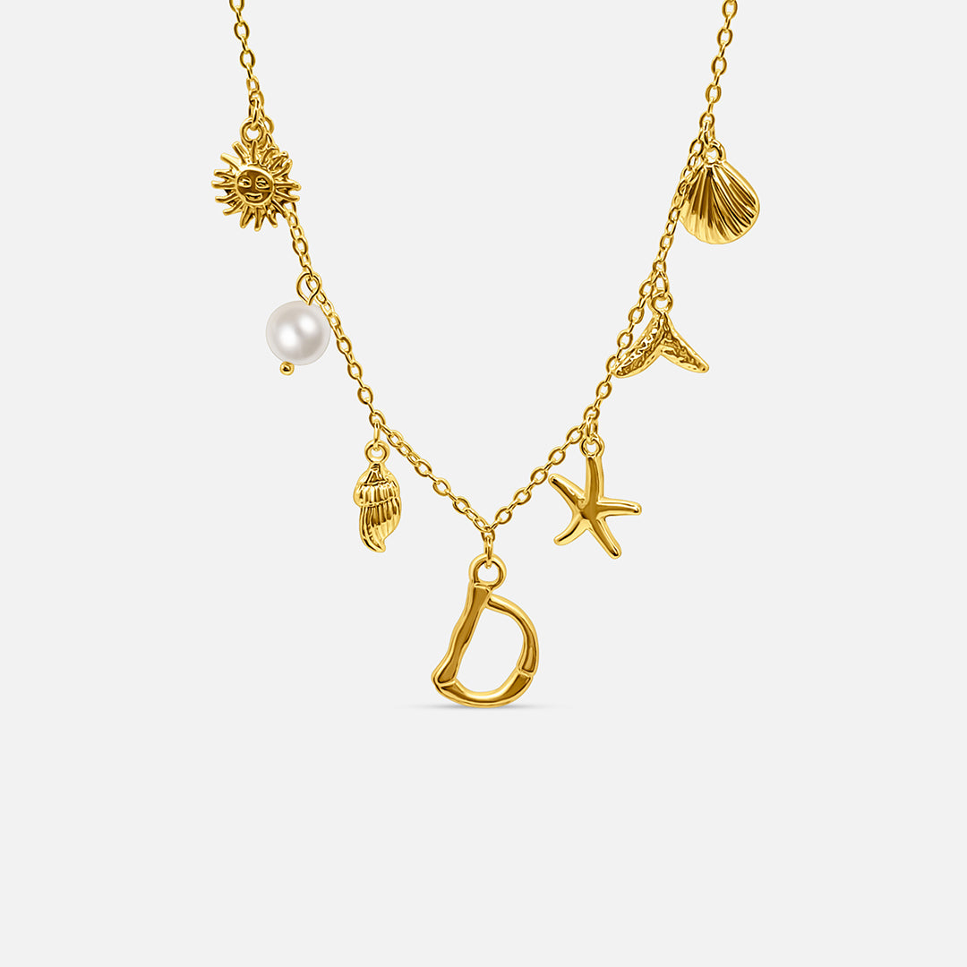 GOLD OCEAN LETTER NECKLACE ( A - Z)