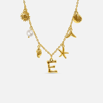 GOLD OCEAN LETTER NECKLACE ( A - Z)