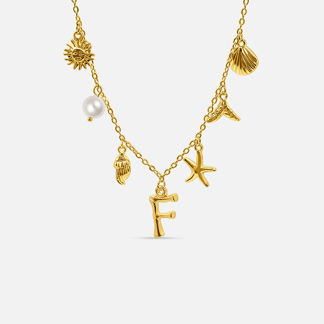 GOLD OCEAN LETTER NECKLACE ( A - Z)