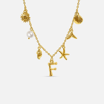 GOLD OCEAN LETTER NECKLACE ( A - Z)