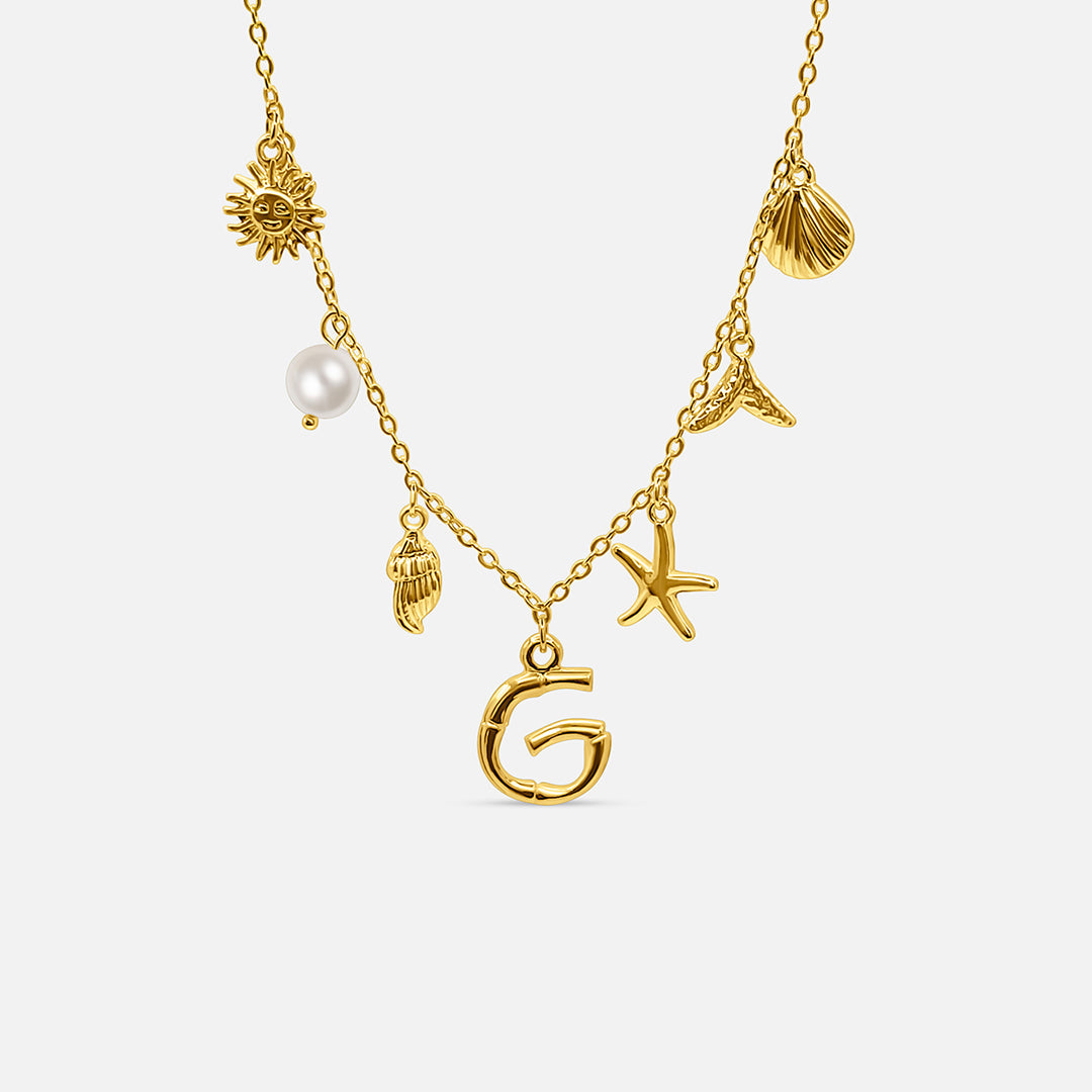 GOLD OCEAN LETTER NECKLACE ( A - Z)