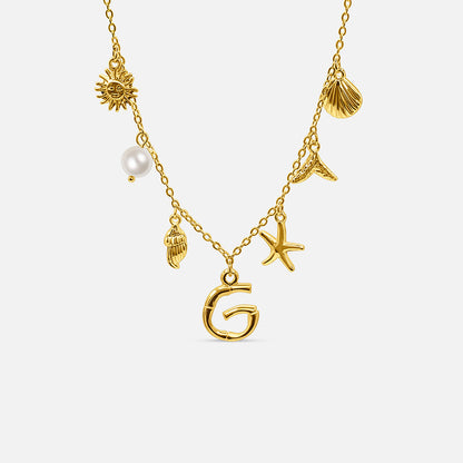 GOLD OCEAN LETTER NECKLACE ( A - Z)