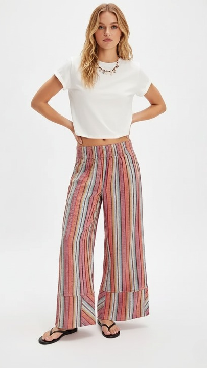 ANALIA Striped Wide Leg Trousers