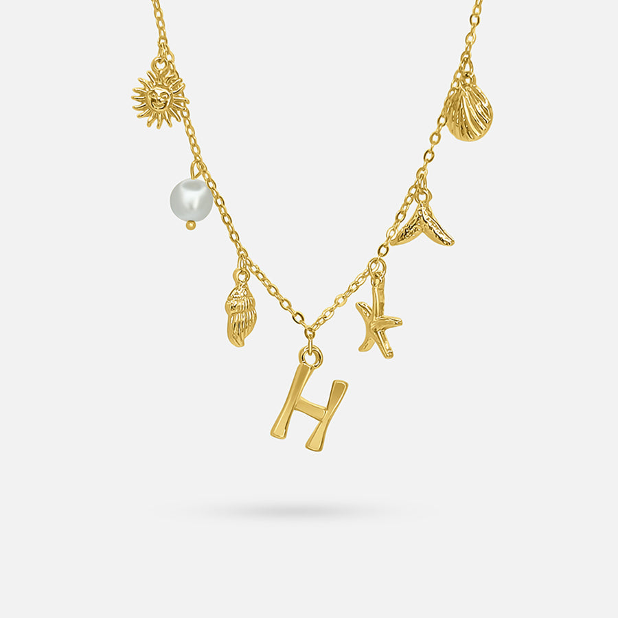 GOLD OCEAN LETTER NECKLACE ( A - Z)
