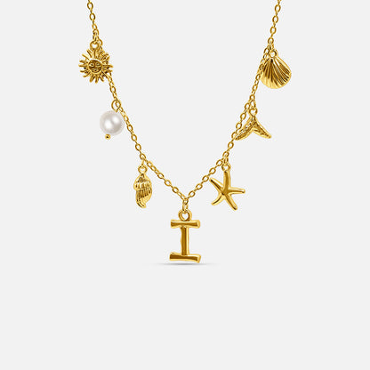 GOLD OCEAN LETTER NECKLACE ( A - Z)