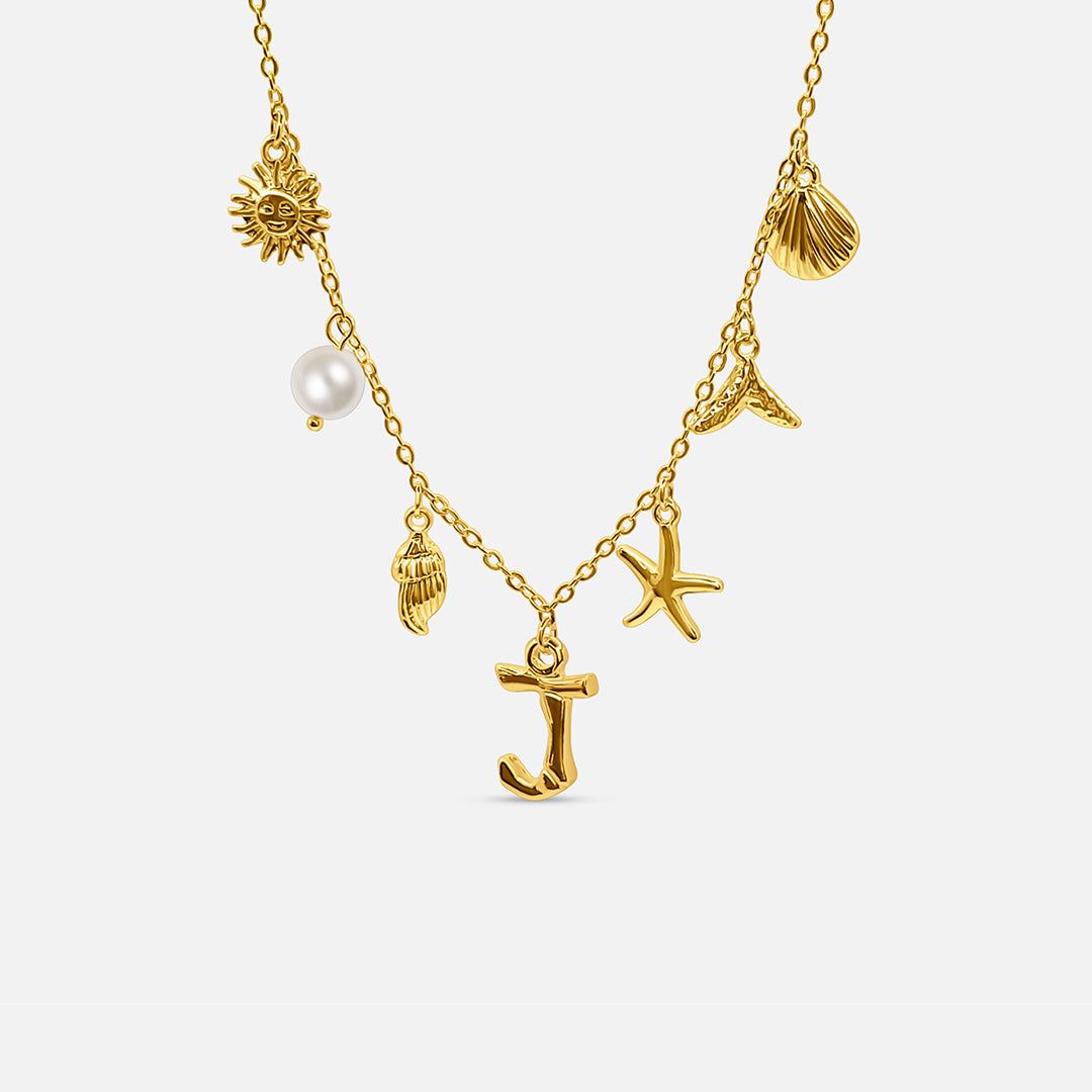 GOLD OCEAN LETTER NECKLACE ( A - Z)