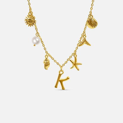 GOLD OCEAN LETTER NECKLACE ( A - Z)