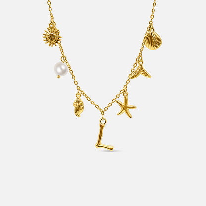 GOLD OCEAN LETTER NECKLACE ( A - Z)