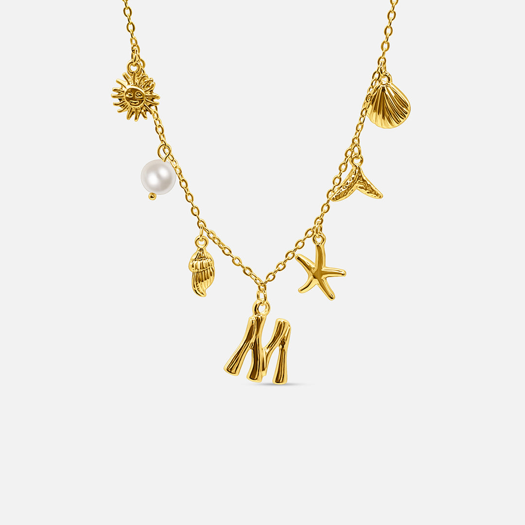 GOLD OCEAN LETTER NECKLACE ( A - Z)