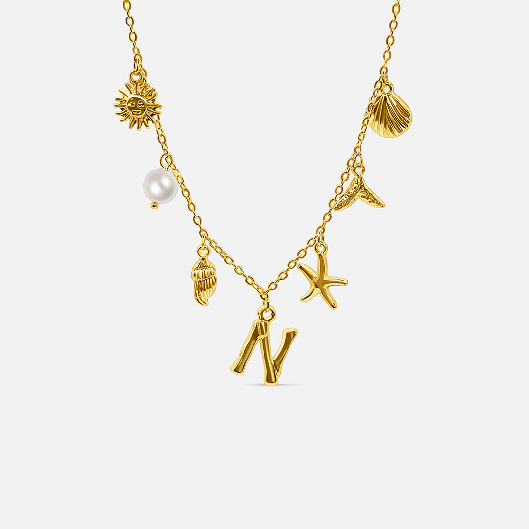 GOLD OCEAN LETTER NECKLACE ( A - Z)