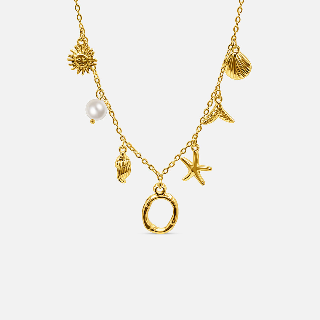 GOLD OCEAN LETTER NECKLACE ( A - Z)