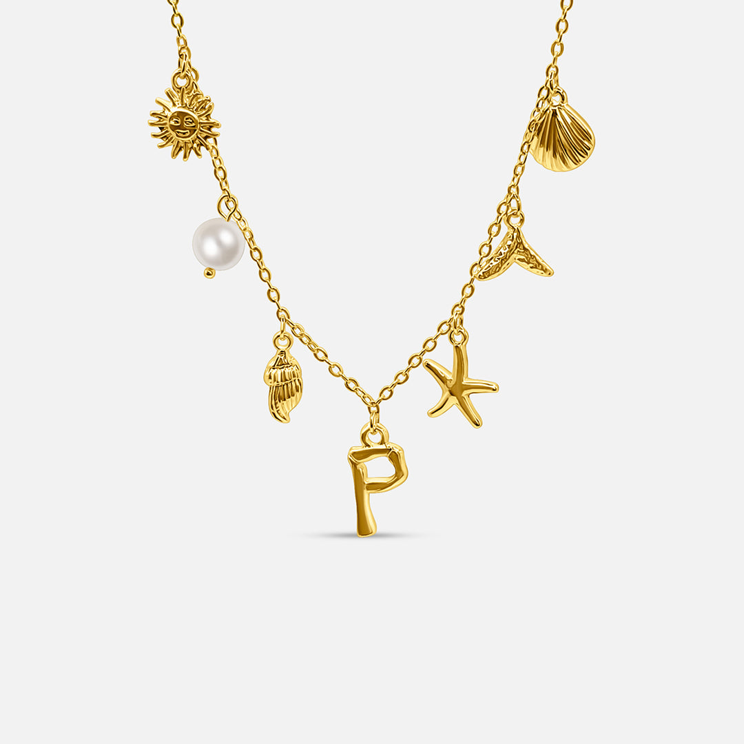 GOLD OCEAN LETTER NECKLACE ( A - Z)