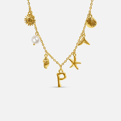 GOLD OCEAN LETTER NECKLACE ( A - Z)