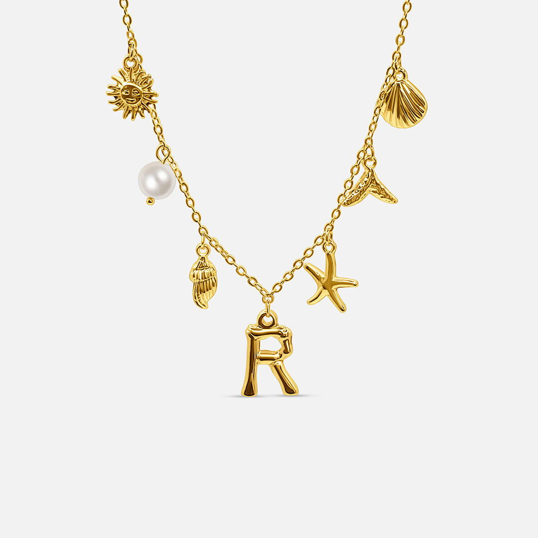 GOLD OCEAN LETTER NECKLACE ( A - Z)