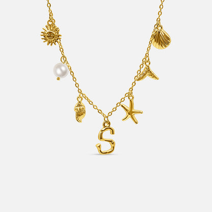 GOLD OCEAN LETTER NECKLACE ( A - Z)