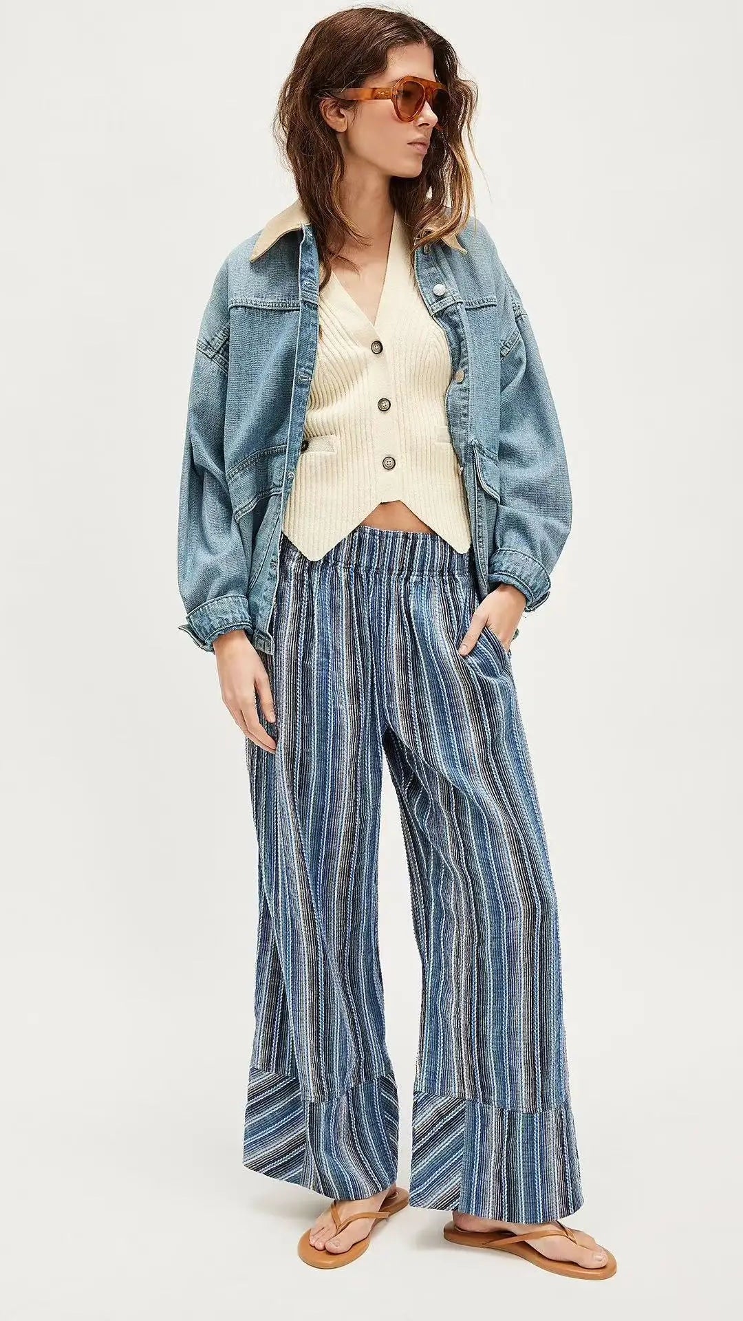 ANALIA Striped Wide Leg Trousers