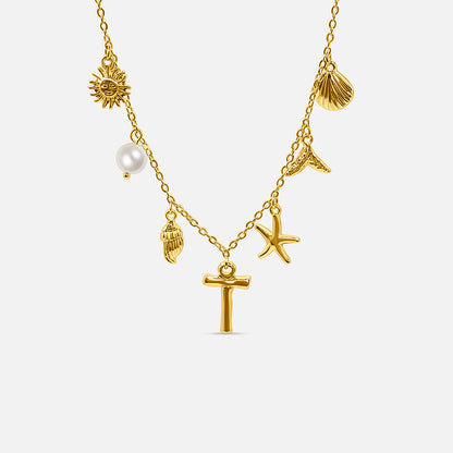 GOLD OCEAN LETTER NECKLACE ( A - Z)