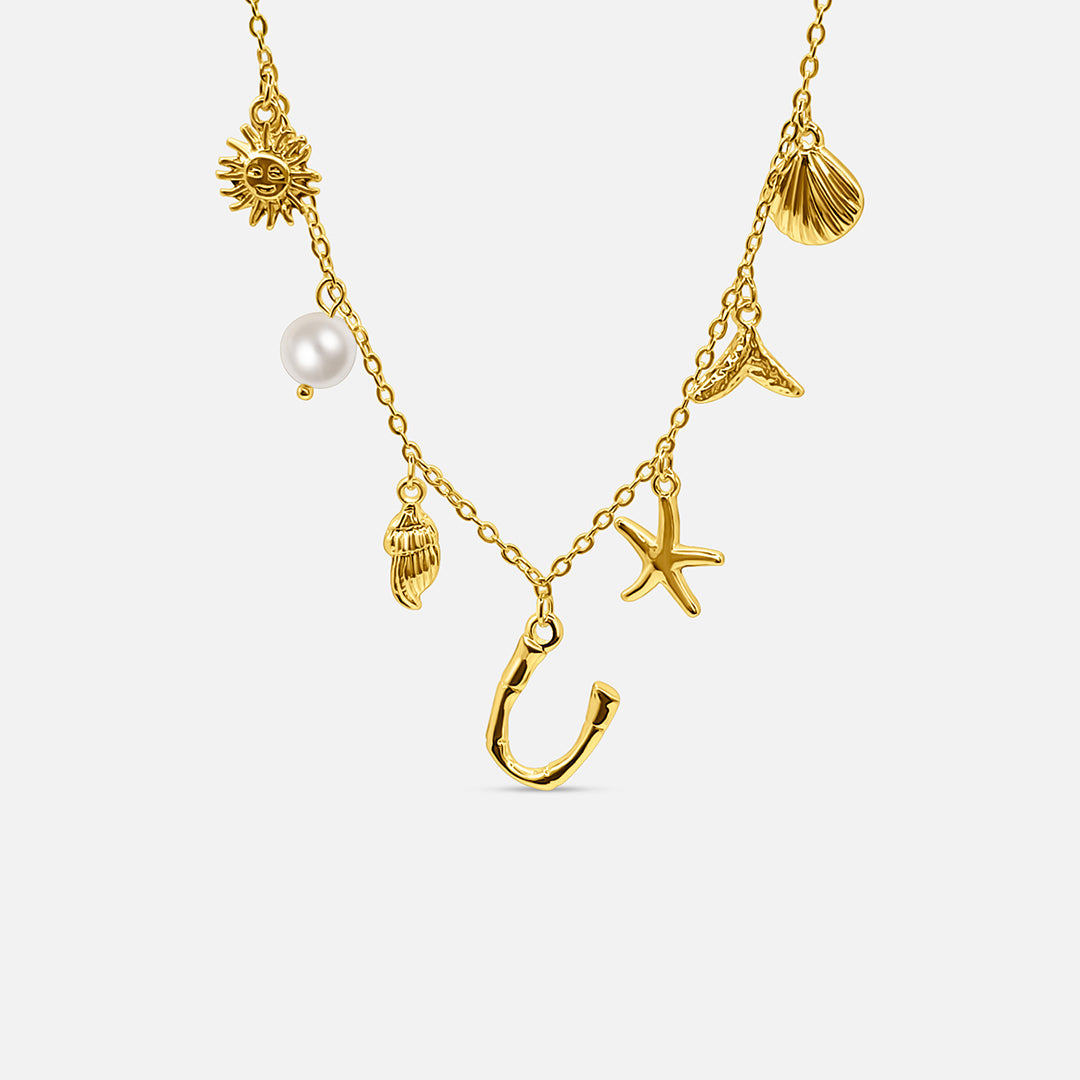 GOLD OCEAN LETTER NECKLACE ( A - Z)