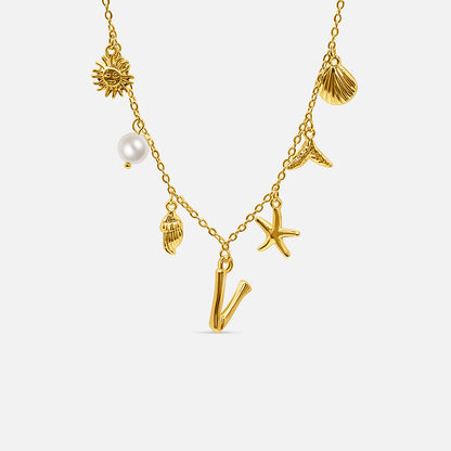 GOLD OCEAN LETTER NECKLACE ( A - Z)