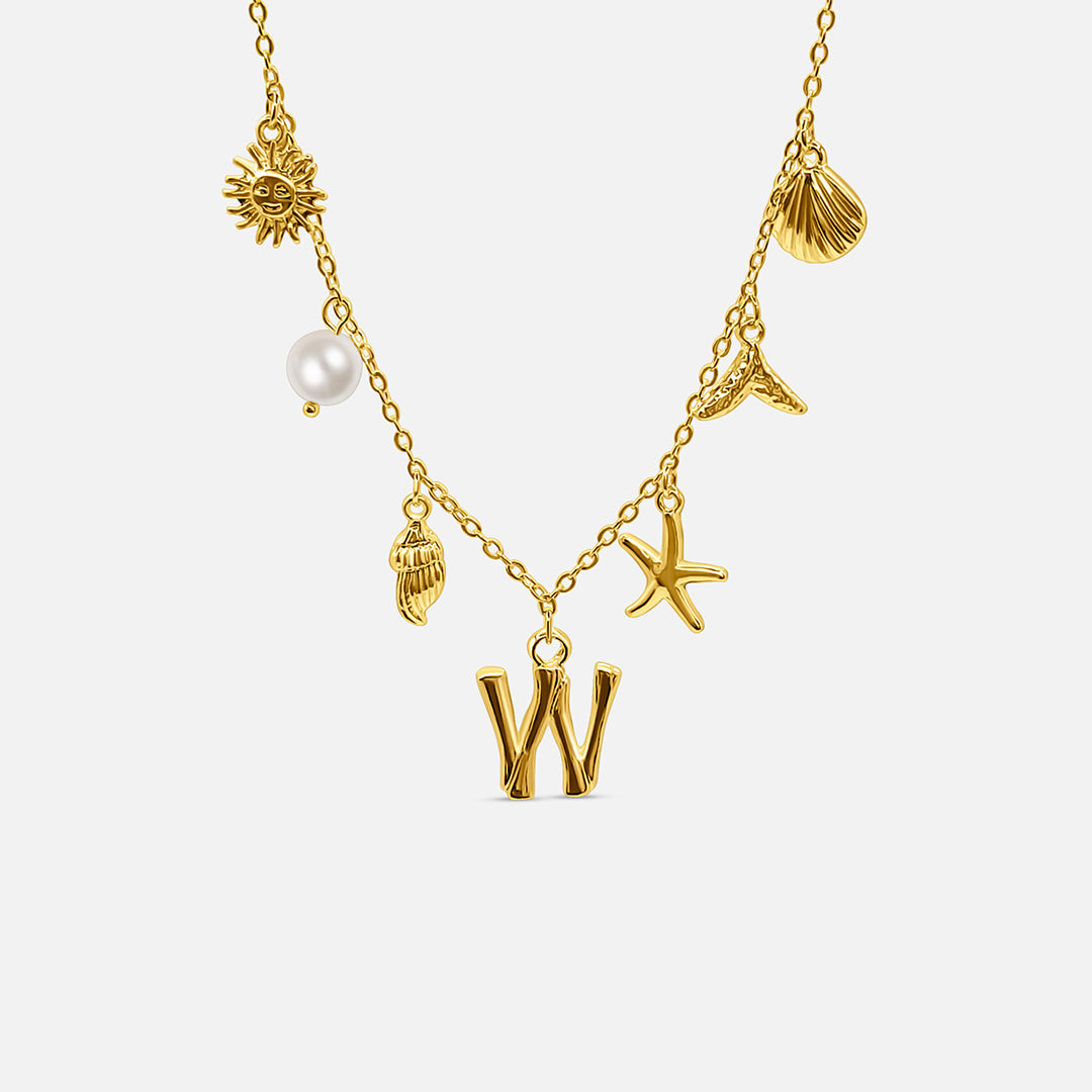 GOLD OCEAN LETTER NECKLACE ( A - Z)