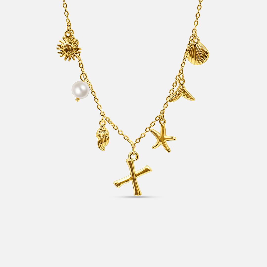GOLD OCEAN LETTER NECKLACE ( A - Z)