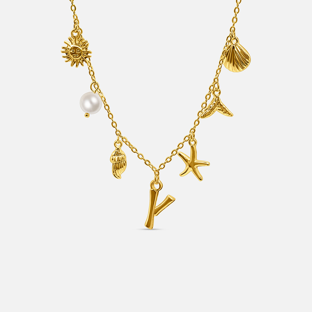 GOLD OCEAN LETTER NECKLACE ( A - Z)