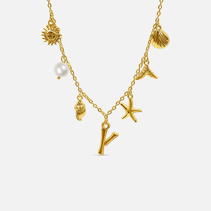 GOLD OCEAN LETTER NECKLACE ( A - Z)